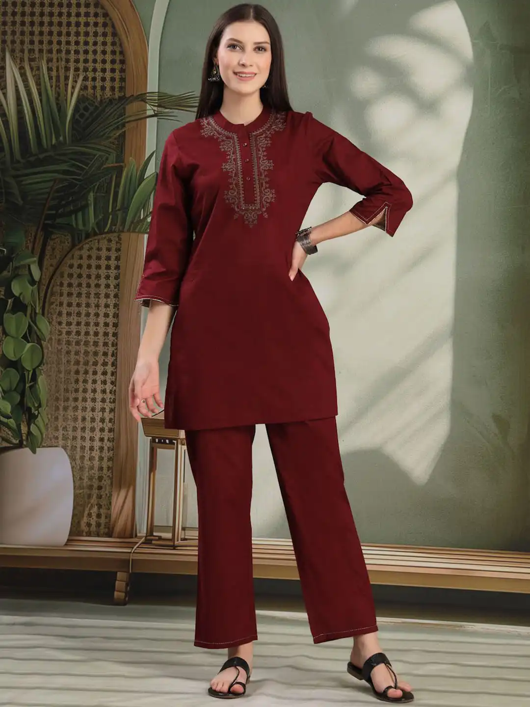 Buy Nayam By Lakshita Women Floral Embroidered Kurti with Palazzo