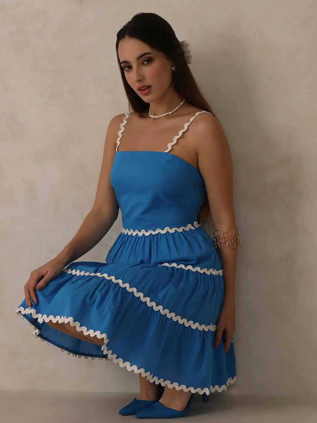 blue dress myntra Buy Virgio Cotton Tiered Mini - Dresses for Women 34528520 Midi dress