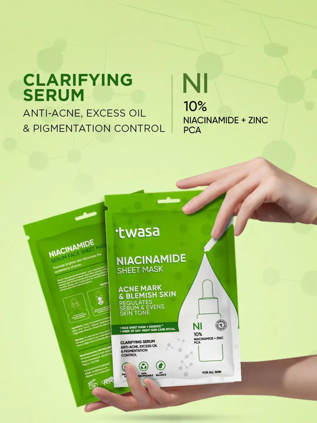 Buy Twasa Set of 3 Niacinamide Sheet Mask for Acne Mark & Blemish
