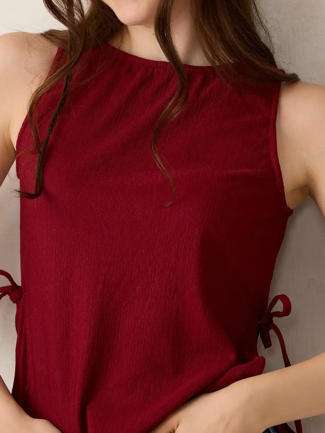 Buy Outzidr Boat Neck Side Tie Up Top - Tops for Women 33940763