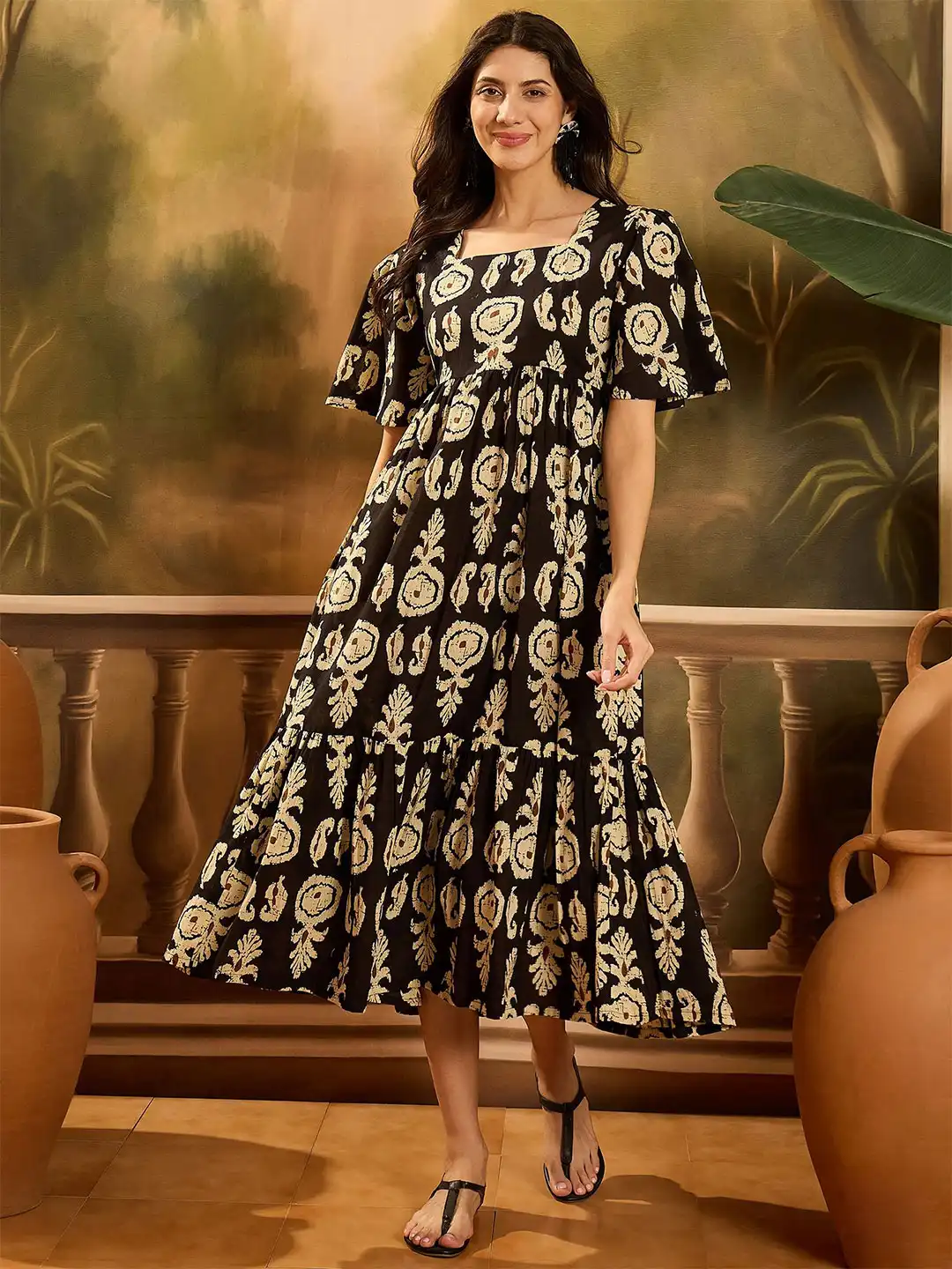 paisley pattern dress ladies Myntra Mini Dresses For Women Buy Sangria Women Paisley Printed Pure Cotton Tiered Midi Dresses For Women 34008561 Myntra non-marketplace