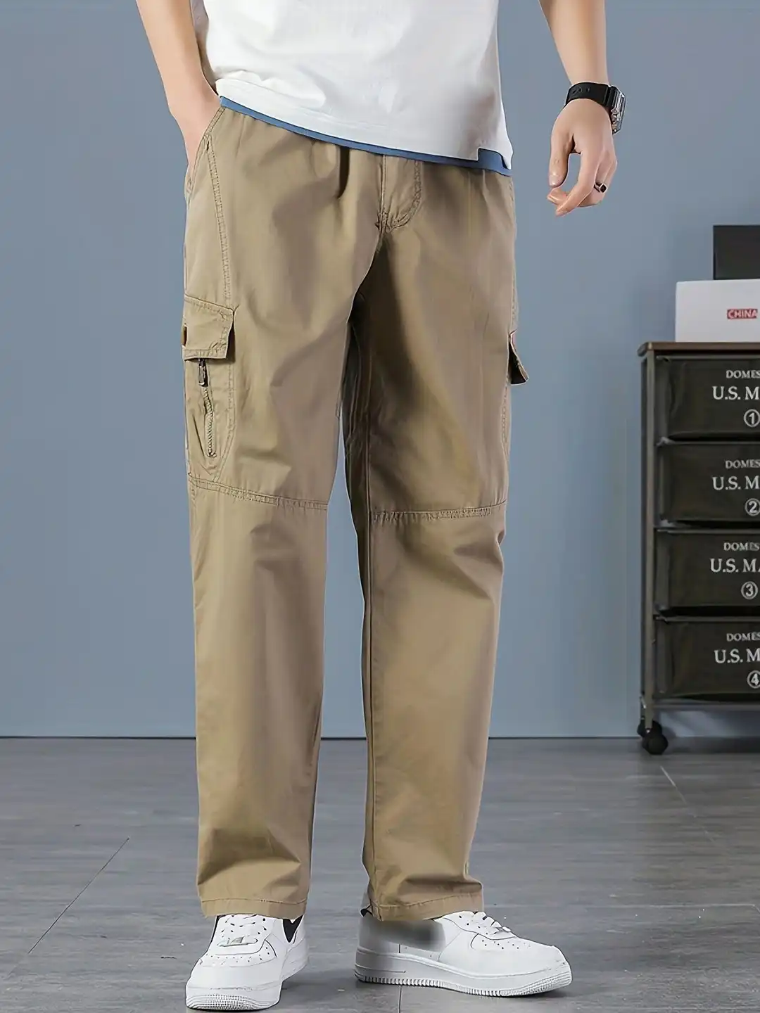 Buy SAKHWALA Men Relaxed Loose Fit Low-Rise Easy Wash Cargos