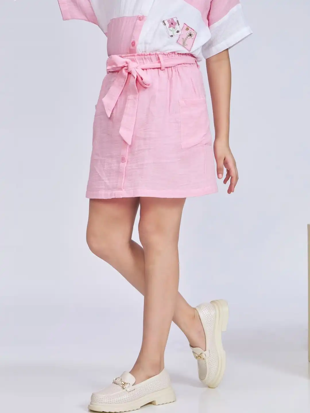 Buy Peppermint Girls Cotton Straight Mini Skirt With Belt - Skirts