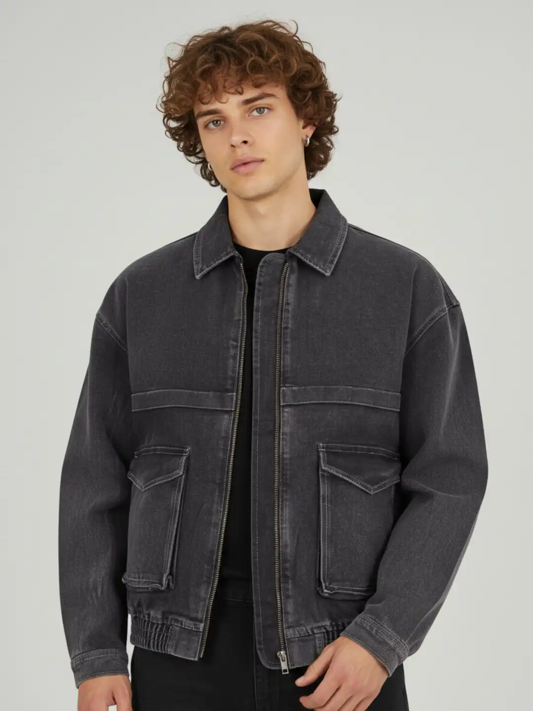 Buy glitchez Spread Collar Oversized Denim Jacket - Jackets for