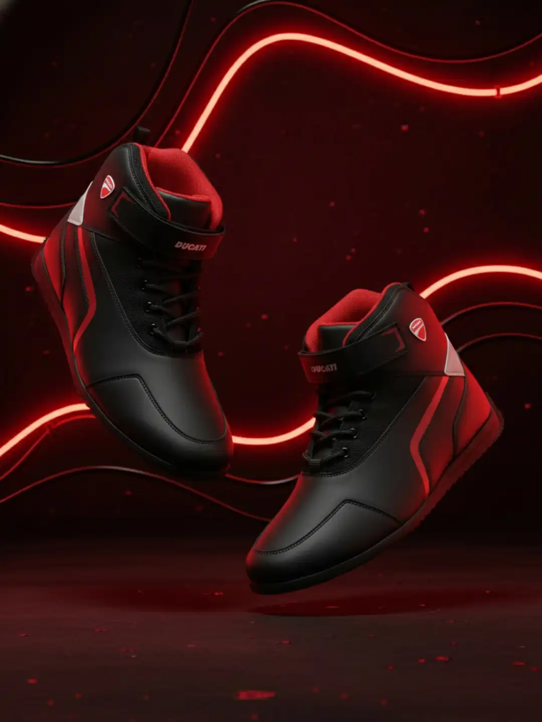 Buy Ducati Men Black & Red Solid Mid-Top Sneakers - Casual Shoes
