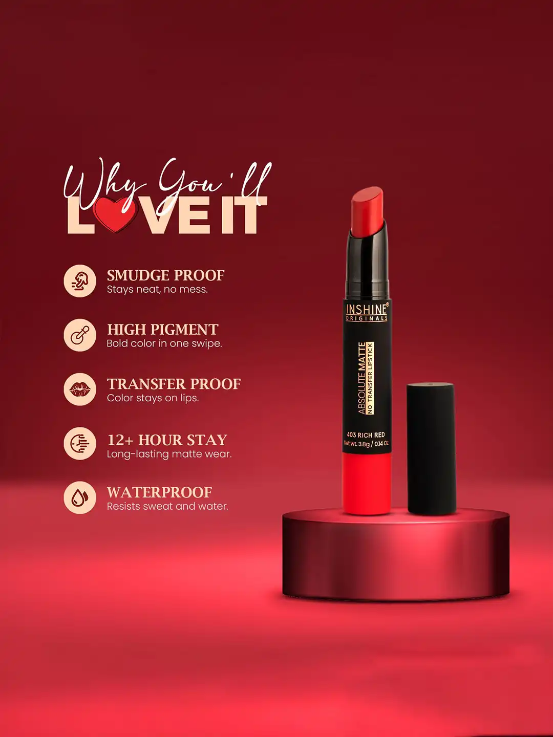 Buy Inshine Absolute Matte No Transfer Lipstick - Mauve Kiss 418