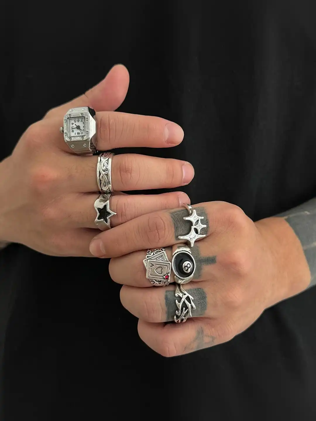 Buy StyleCast x Revolte Set of 7 Silver-Plated Finger Ring - Ring