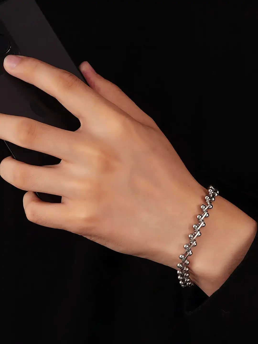 Buy StyleCast x Revolte Men Handcrafted Silver-Plated Link