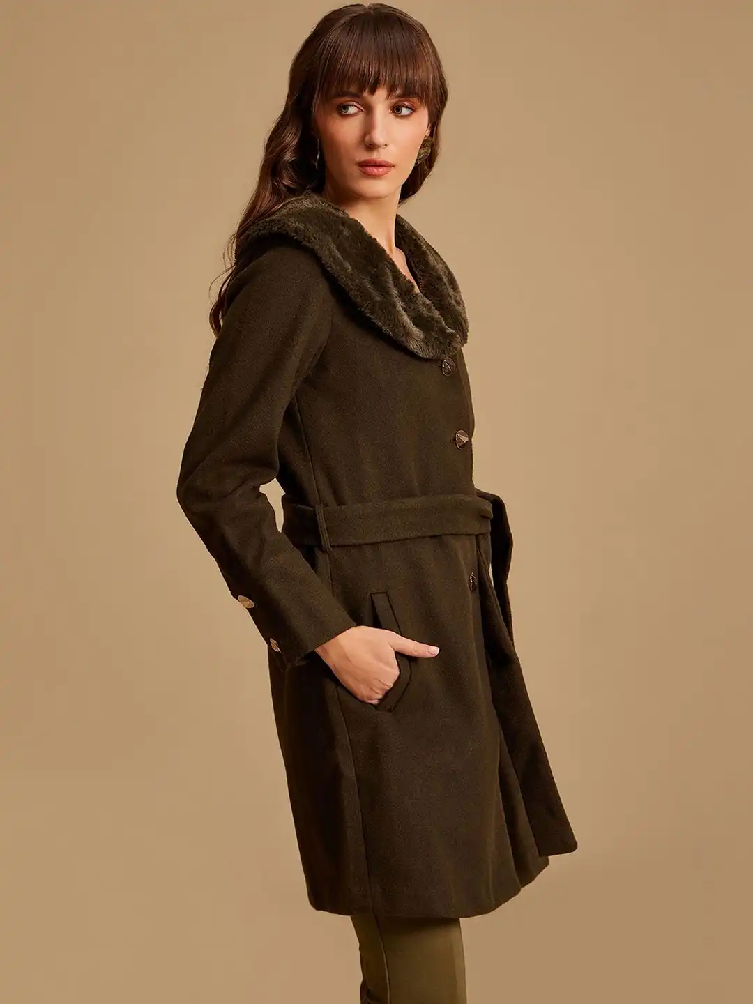 Buy Kazo Single Breasted Overcoat - Coats for Women 37957587 | Myntra