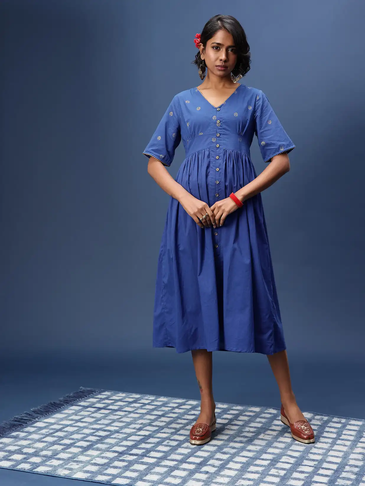 a line ethnic dress Yellow Striped A-Line Ethnic Dress for Women Handmade & Stylish