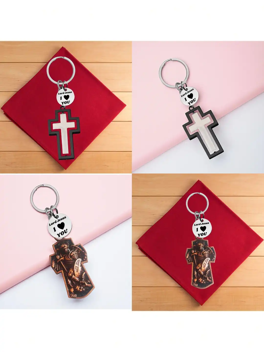 Buy M Men Style Pack Of 2 Jesus Cross & Saint Michael Archangel