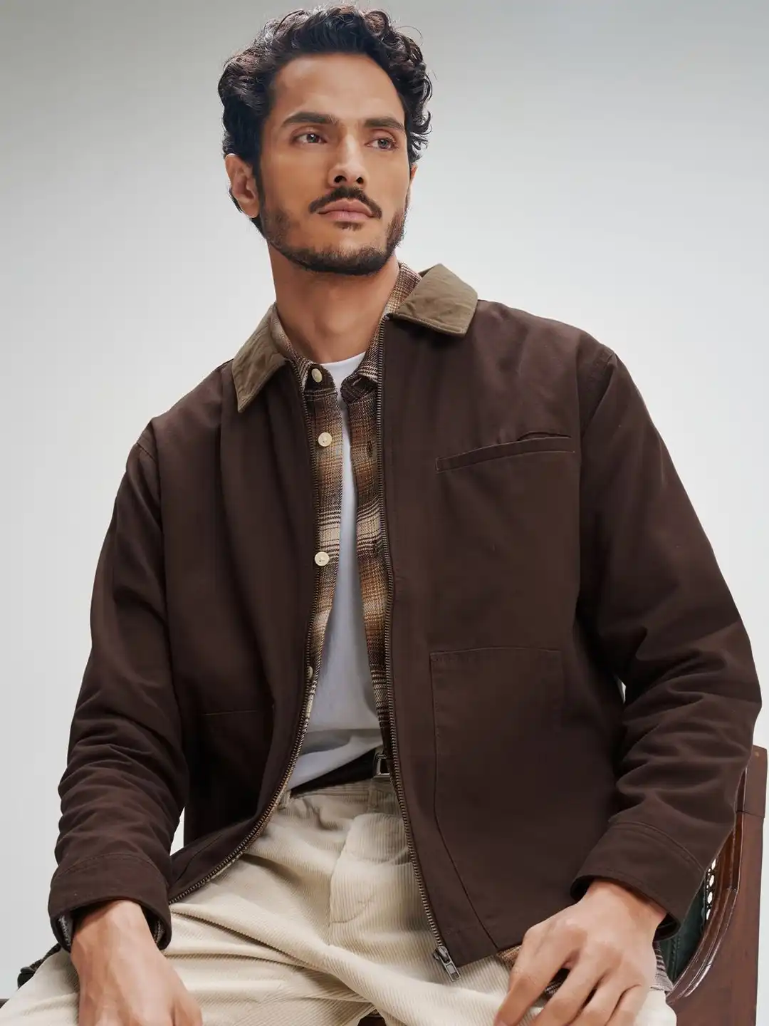 Buy XYXX Men Zip Up Solid Canvas Cotton Boxy Fit Jacket - Jackets