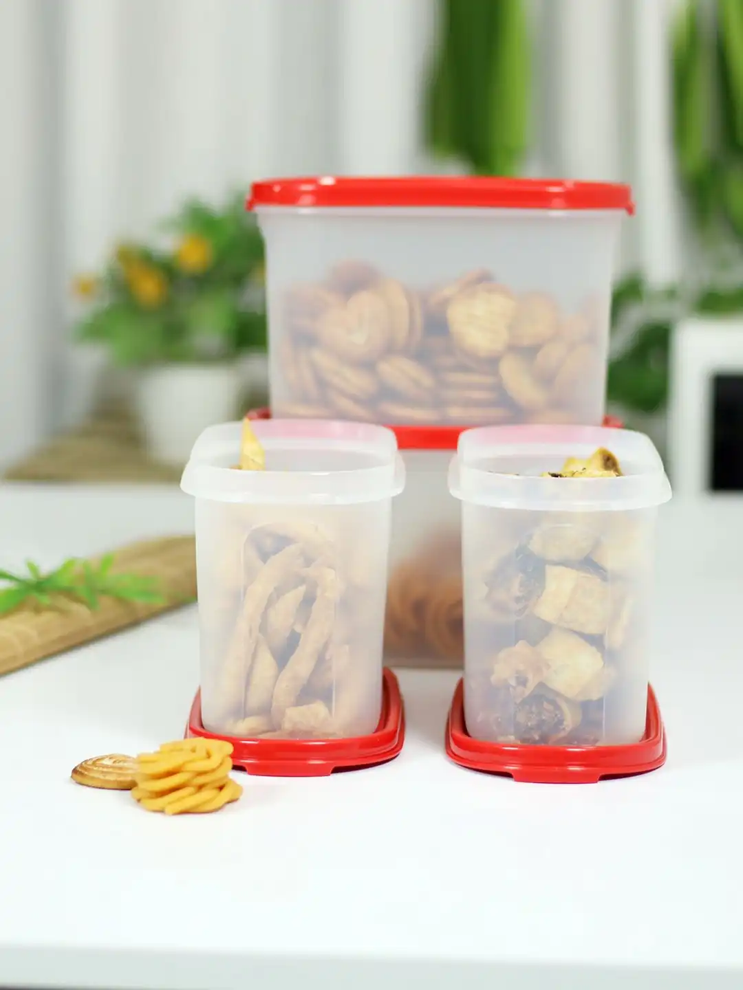 Buy TUPPERWARE White & Red Plastic Easy to Clean Jar Container