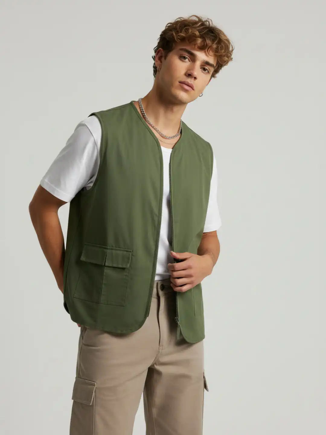 Buy glitchez Sleeveless Oversized Pocket Detail Gillet - Jackets