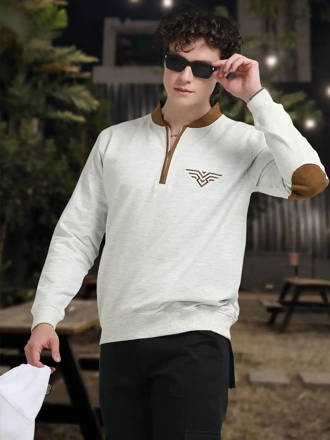 スウェット STAND COLLAR HALF ZIP SWEATSHIRT