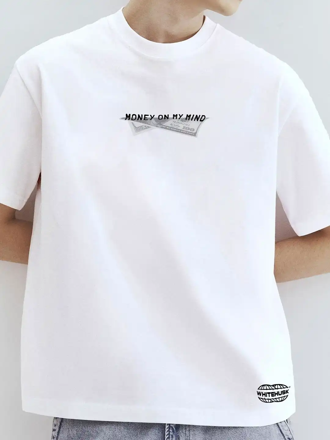 Buy WHITE HUSK Men Need Money For Porsche Graphic Print Oversized