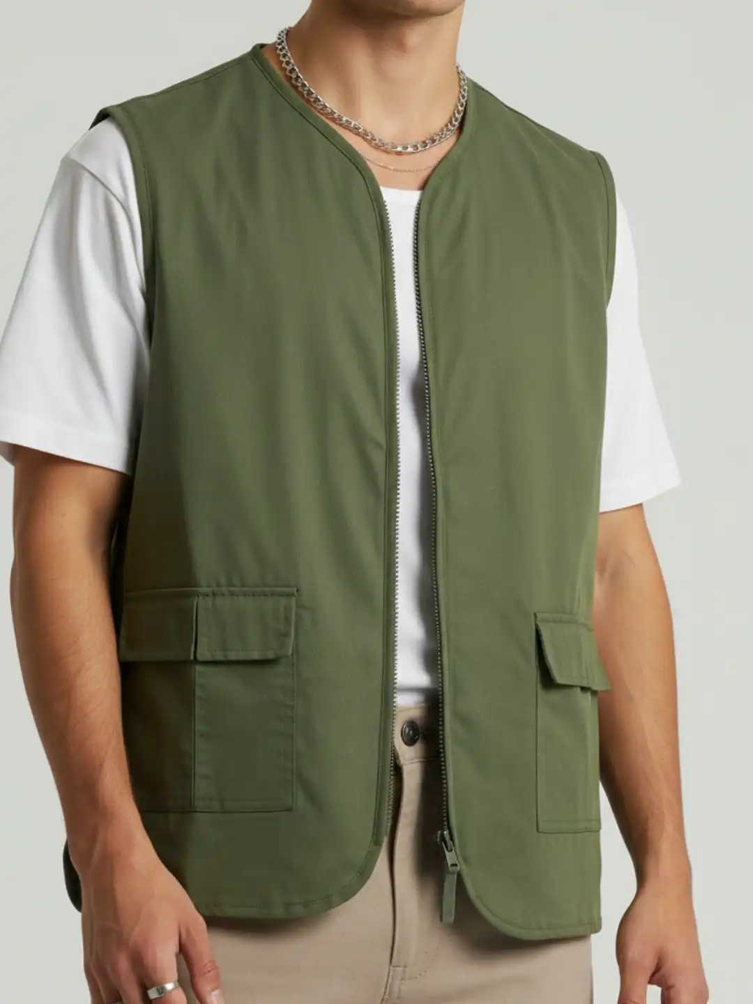 Buy glitchez Sleeveless Oversized Pocket Detail Gillet - Jackets