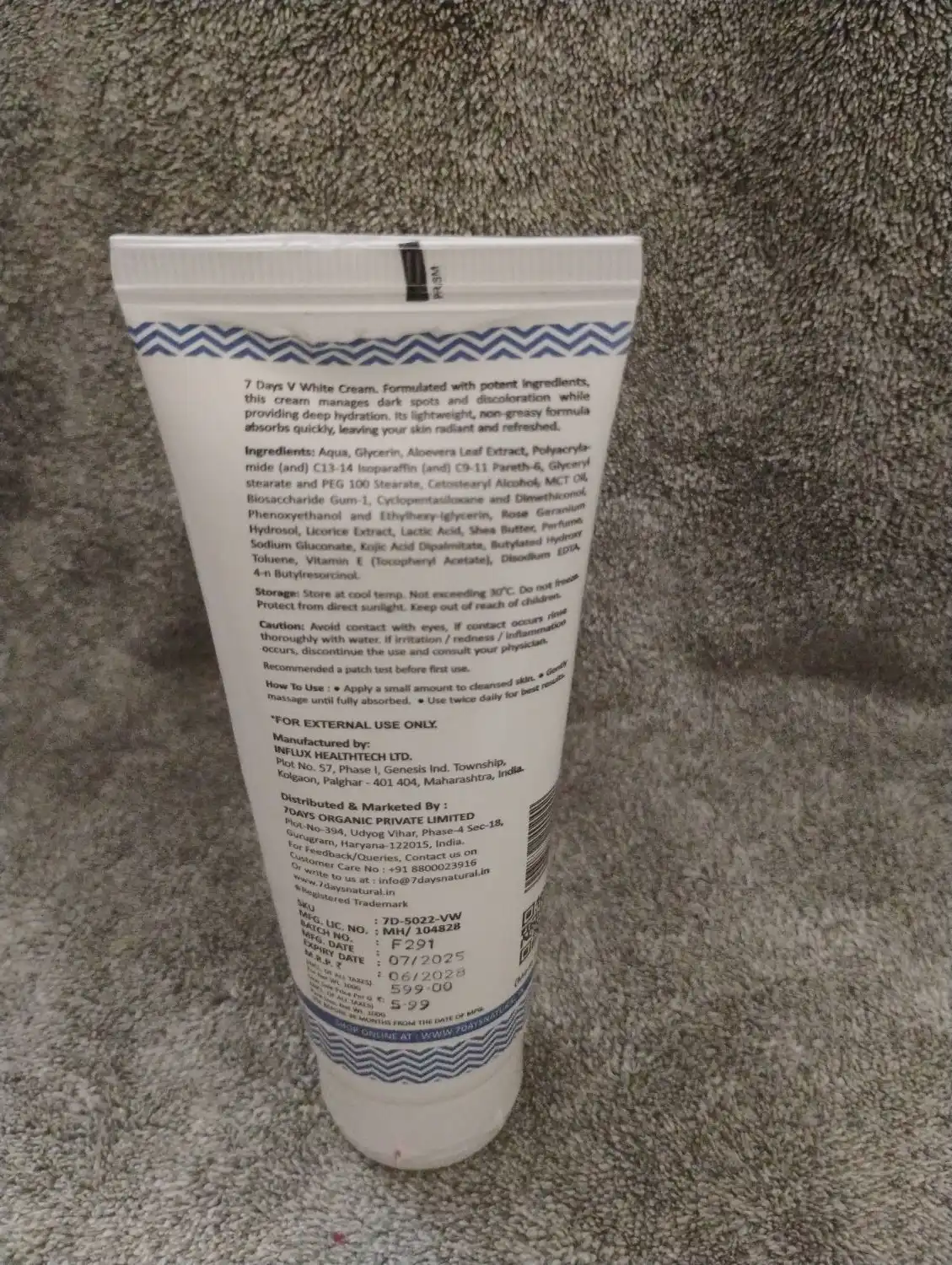 Crème 7 Days Vagi-Glow Éclaircissante Intime 100g - Aloe Vera & Vitamine E - Neuf