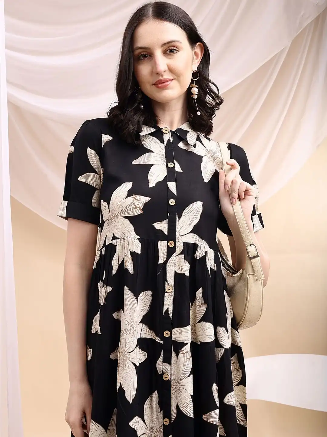Buy CORSICA Floral Print Layered A-Line Midi Dress - Dresses for