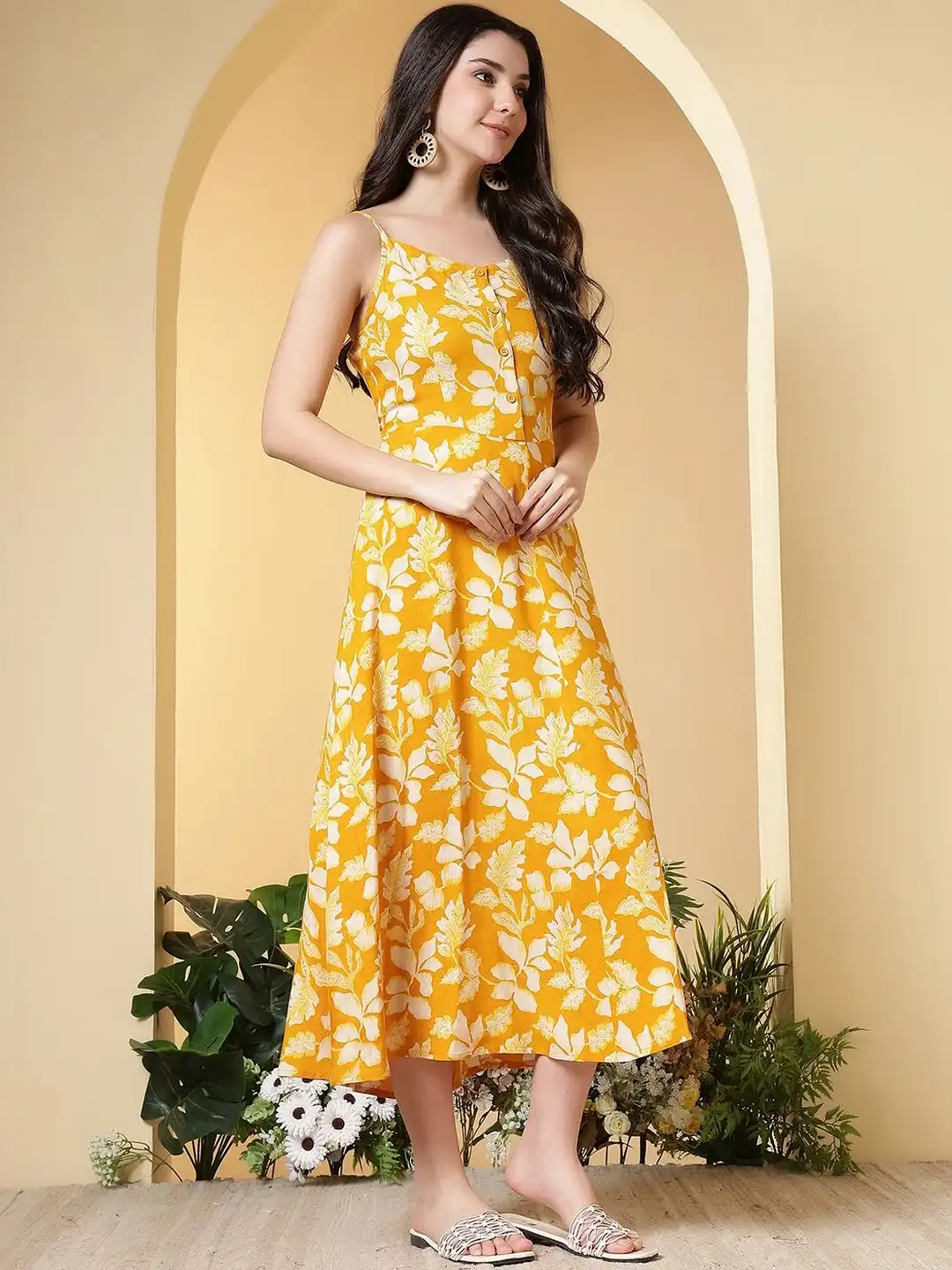 Buy AMOUS Floral Print Fit & Flare Midi Dress - Dresses for Women