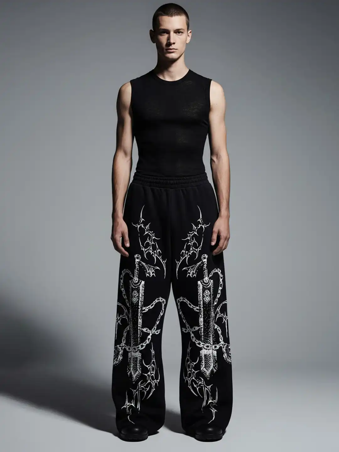 EFG TENJIKU PANTS 黒　L Buy GENRAGE Unisex Toji Graphic Printed Pure Cotton Straight Baggy