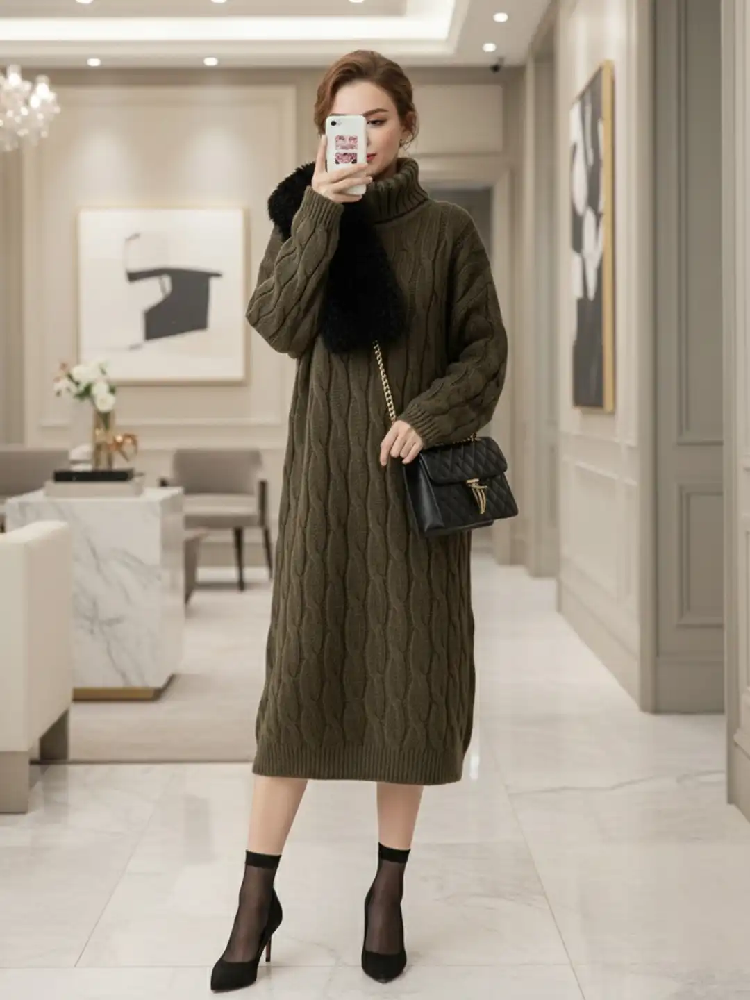 Buy bebe Women Cotton High Neck Self Design Cable Knit Jumper Dress - Dresses for Women 36819421