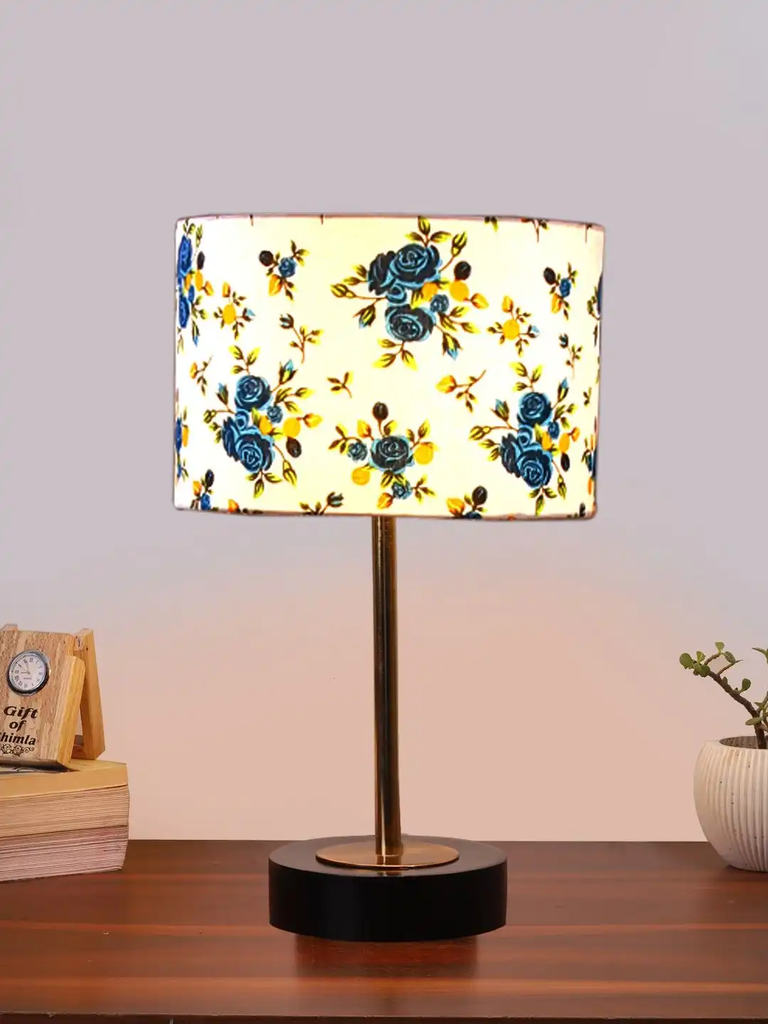 ハンドメイドlamp Buy Devansh Multicoloured Printed Wood Cylindrical Shaped Table