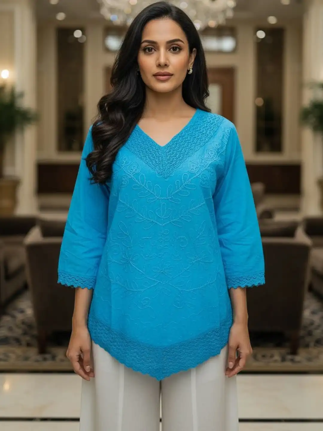 Buy ZHOF Embellished Embroidered Ethnic Cotton Top - Tops for