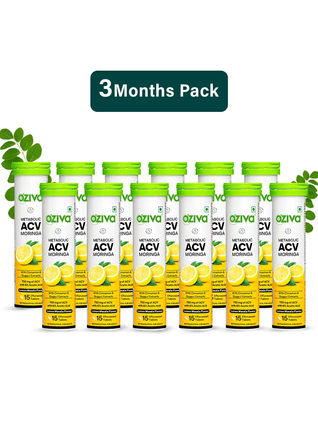Buy OZiva 12Pcs Lemon Masala Flavour Metabolic ACV Moringa 15