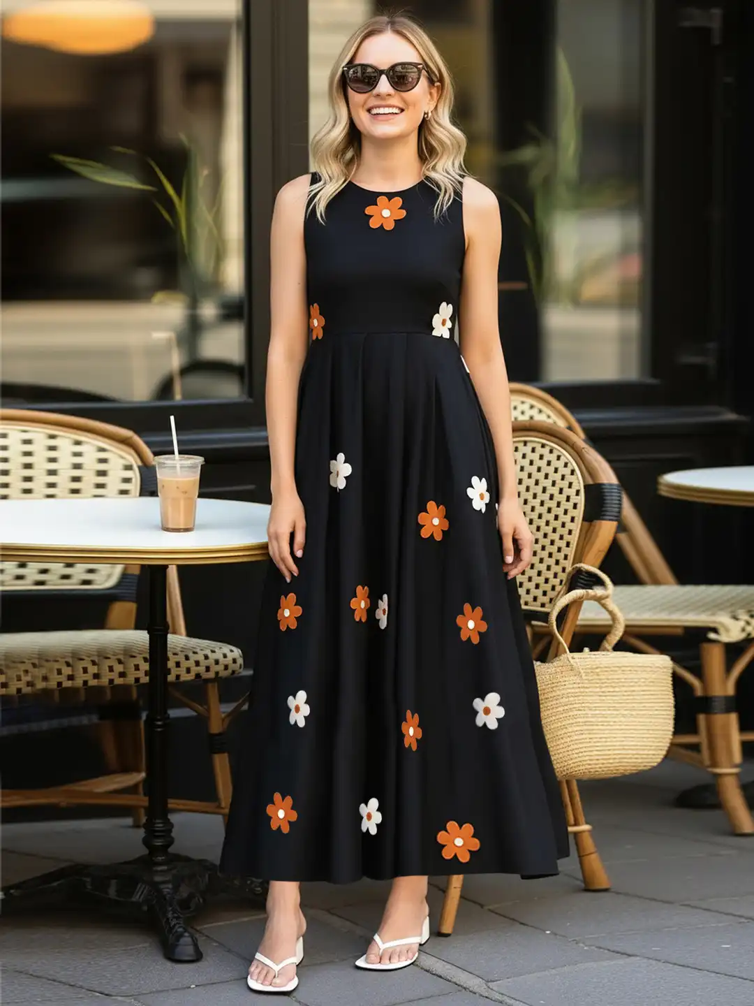 Buy Aaghnya Floral Applique Fit & Flare Midi Dress - Dresses for Women  37463793 | Myntra