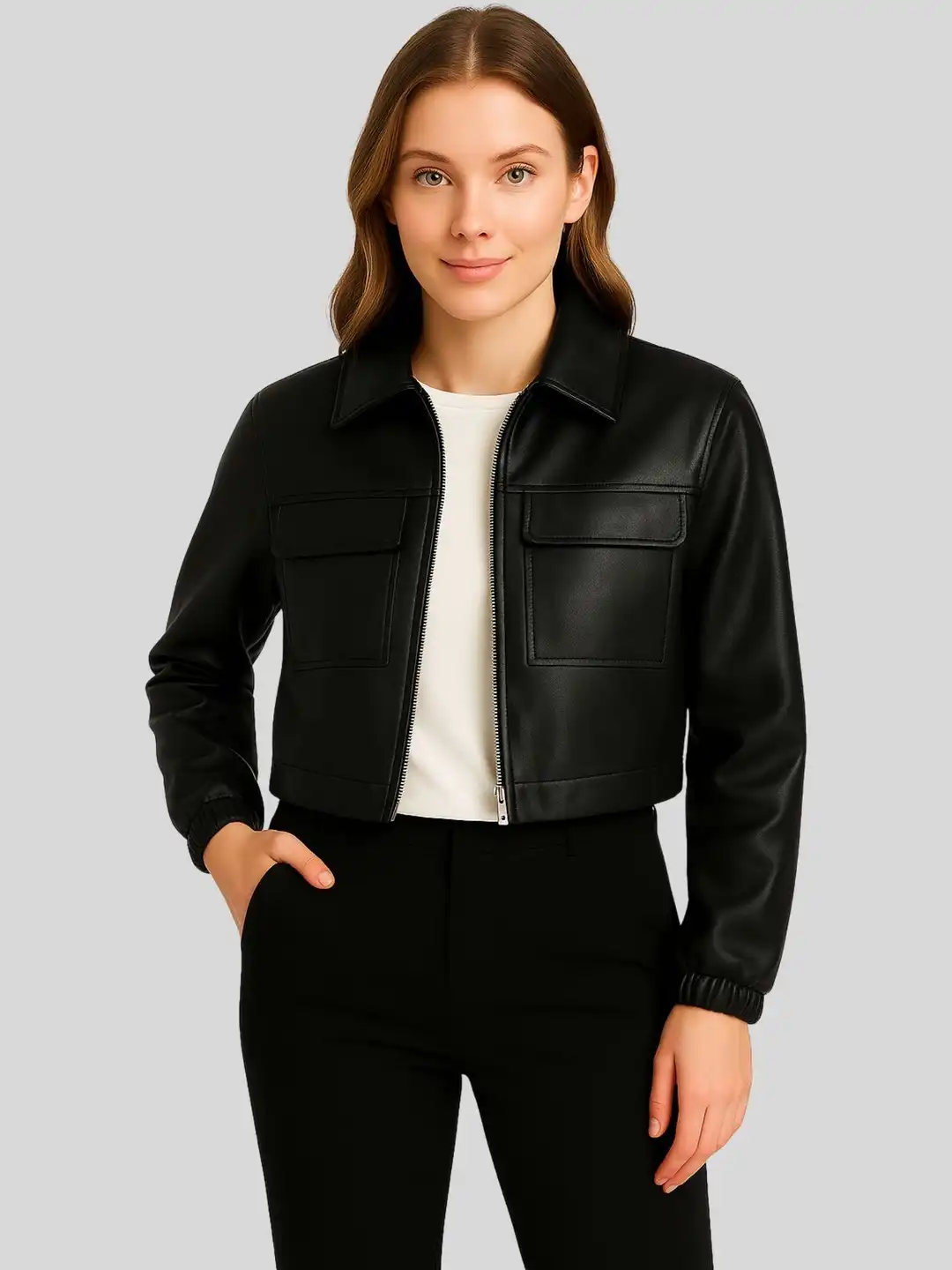ジャケット・アウター Rosen Kreuz cropped leather jacket. uvOhmvW8_da293ee34292438e9cf18