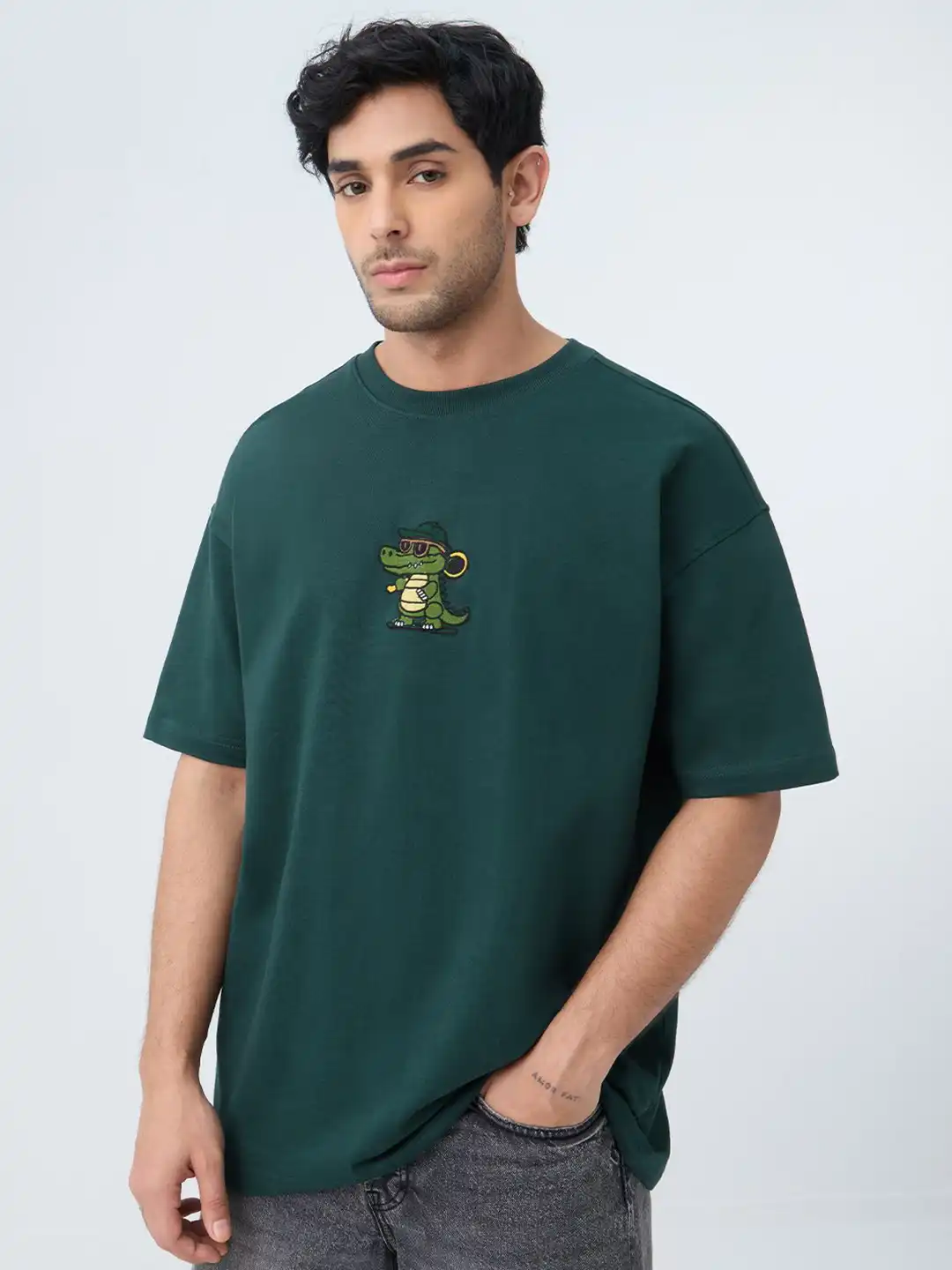 Buy The Souled Store Men Oversized Fit Printed Green T-Shirts