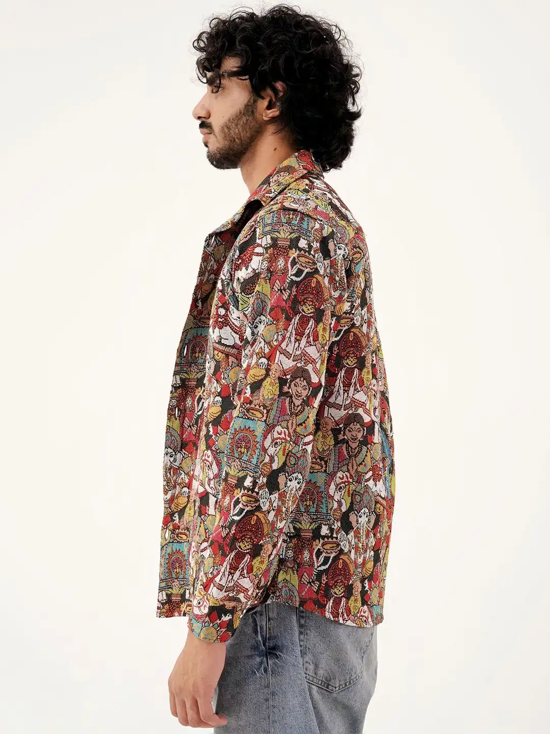 Buy Clazzey Men Cultural Canvas Printed Shacket - Shackets for Men