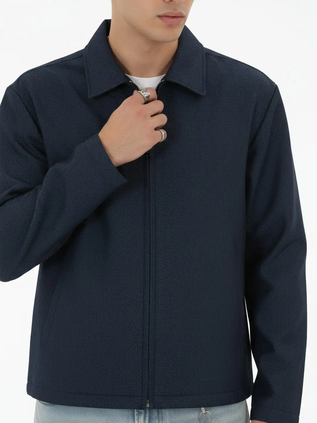 Buy glitchez Oxford Weave Lightweight Tailored Jacket - Jackets