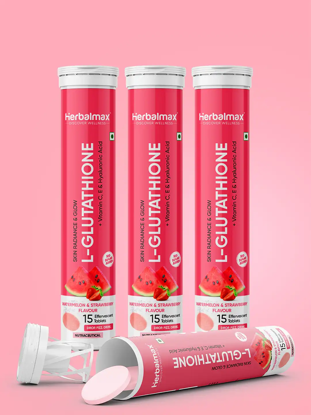 Buy Herbal max Set of 4 Glutathione Watermelon Strawberry Flavor Tablets - 15 Tablets Each - Skin Supplements for Unisex 37331346