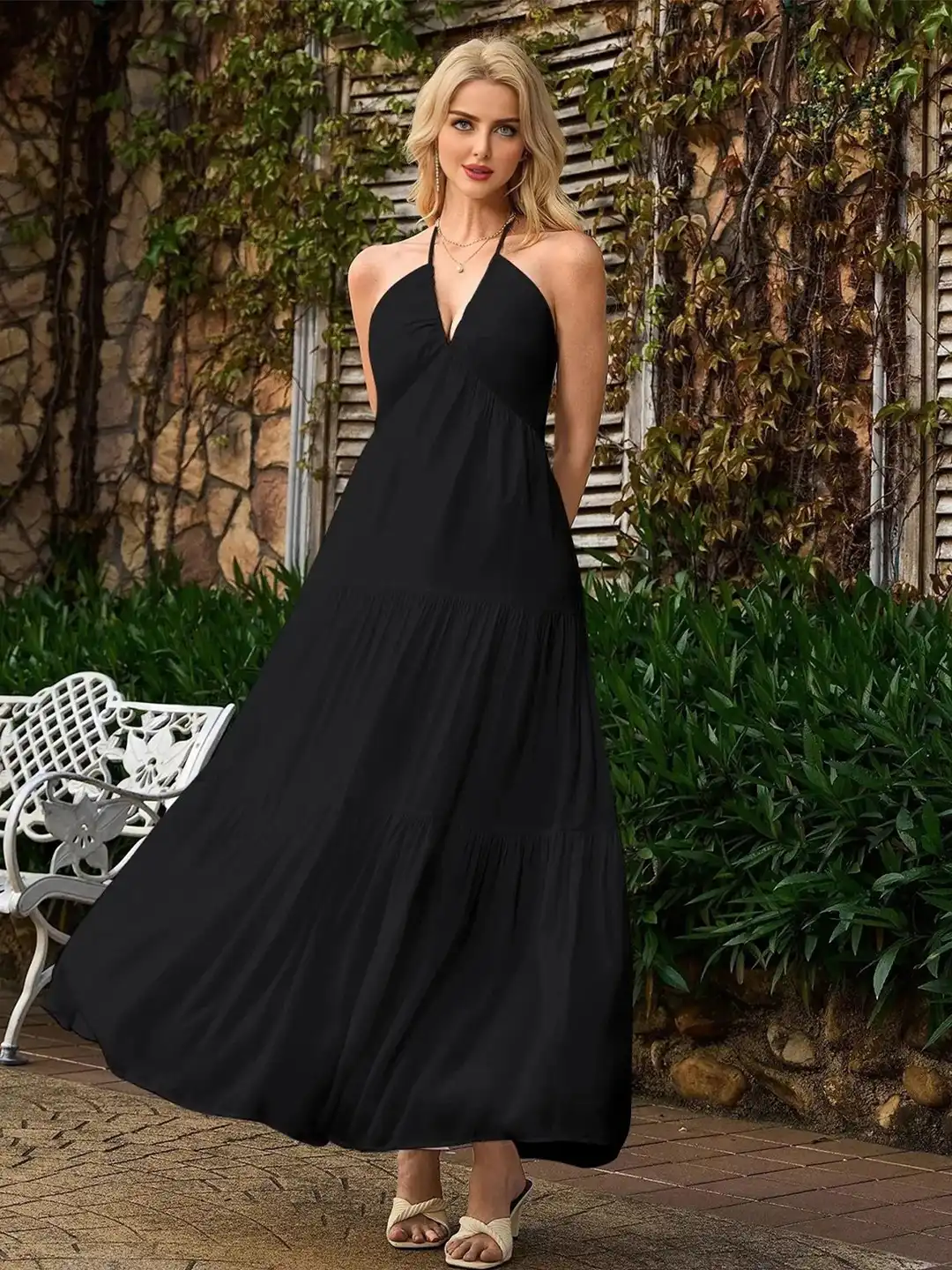 susana monaco gathered halter dress One Arm Gathered Dress -The Dressing Room Boutique XS / Tahitian main image 1