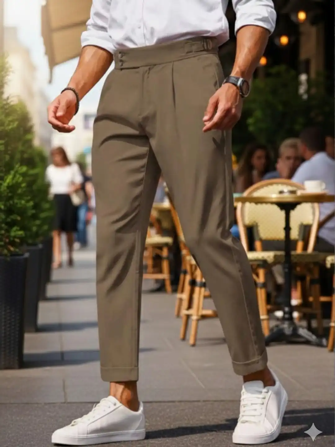 Buy COVZ Men Classic Easy Wash Pleated Gurkha Trousers - Trousers