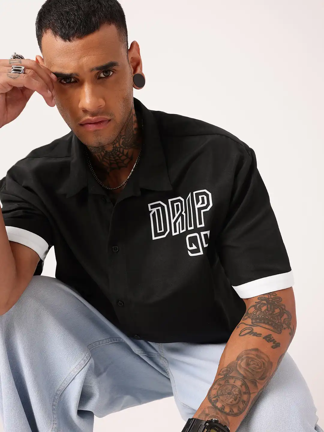 Buy glitchez Monochrome Contrast Drip Oversize Shirt - Shirts for