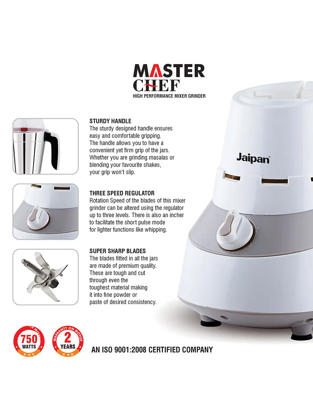 Buy Jaipan Master Chef Grey Stainless Steel Powerful Motor with