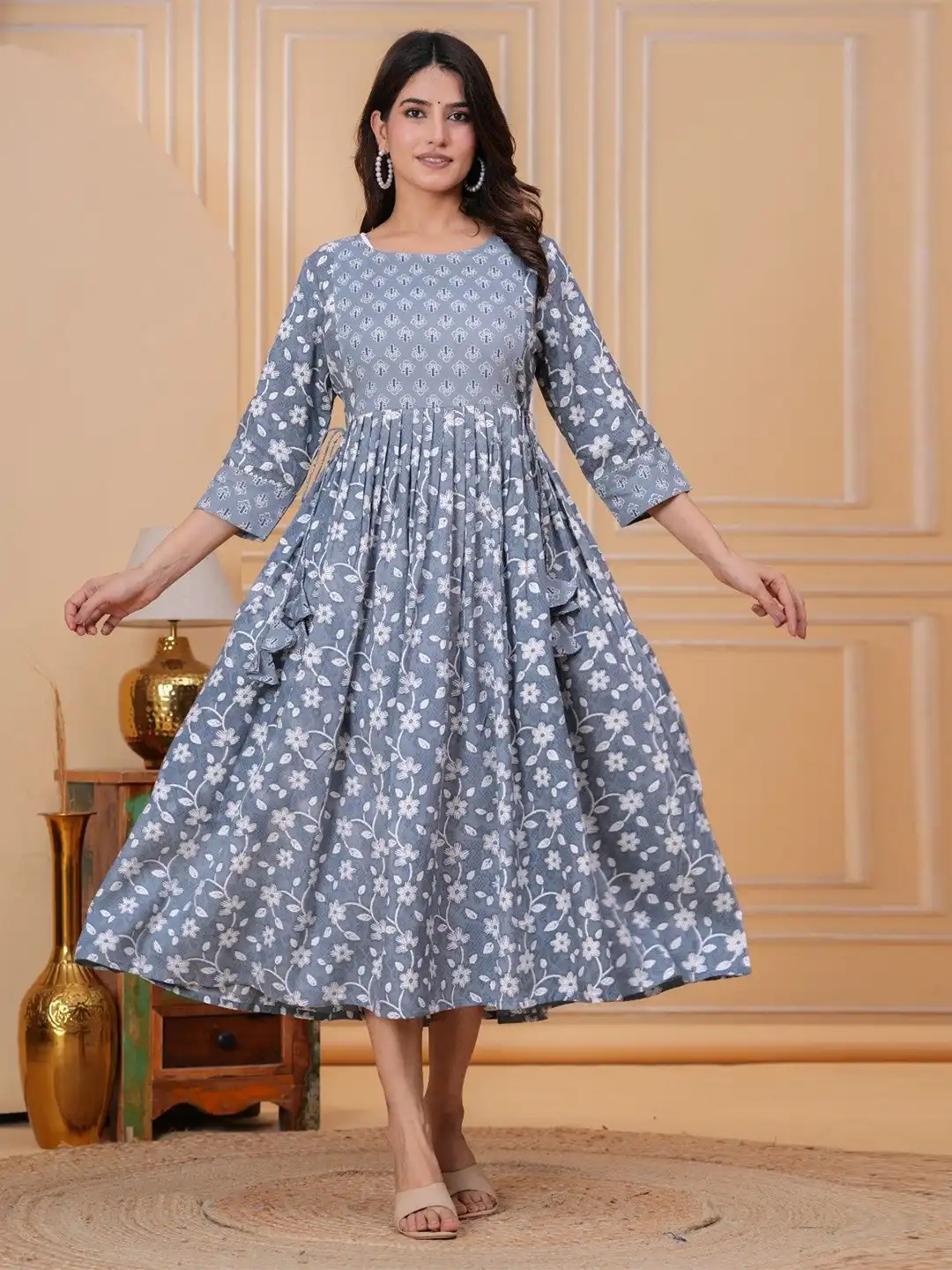jaipuri dress for ladies Buy COLLECTION Floral Print A-Line Midi - Dresses Women 37513431 #girl's dresses
