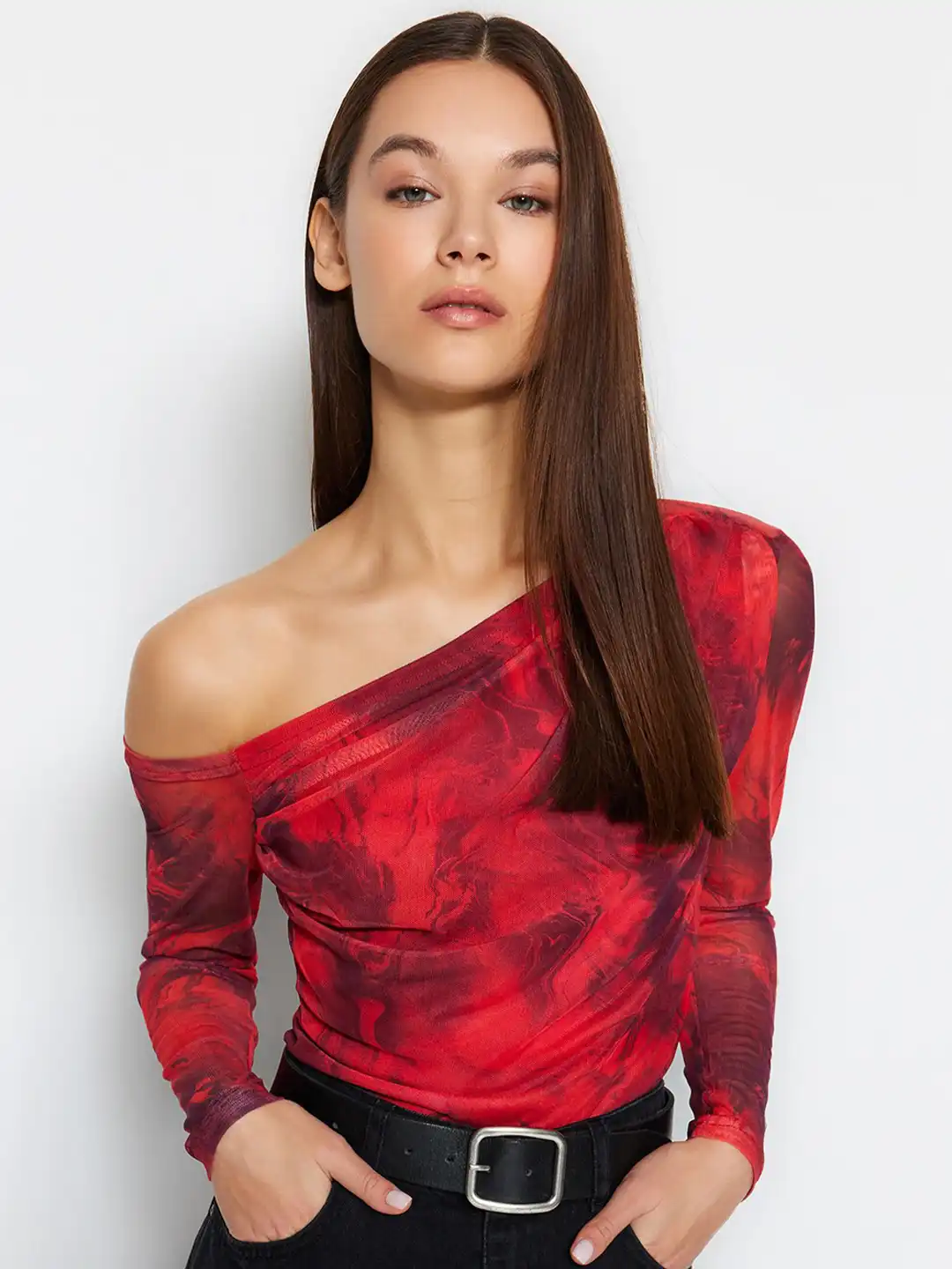 Buy Trendyol Abstract Printed One Shoulder Top - Tops for Women