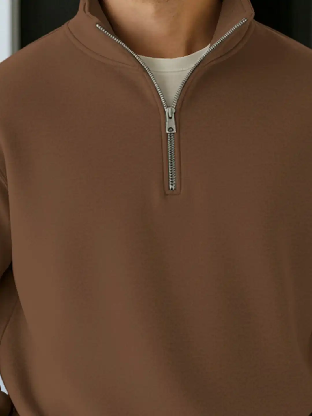 Buy Fashion And Youth Men Solid Half Zipper Pullover Sweatshirt