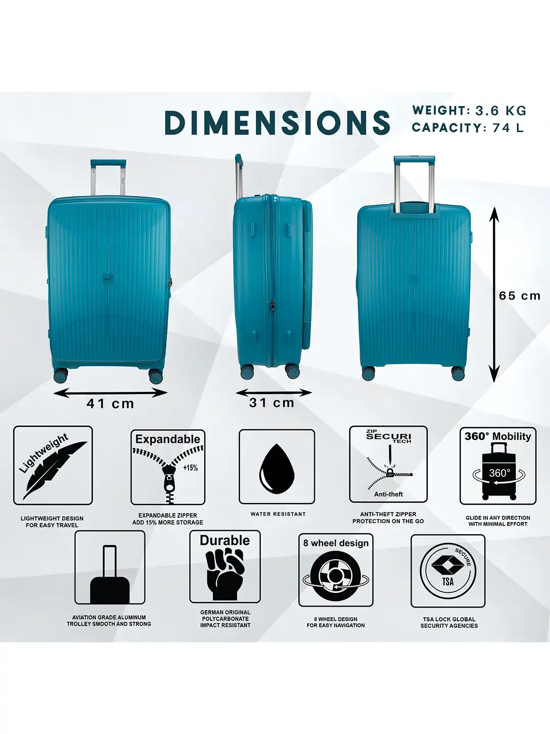 Buy F Gear Myton Medium Front Opening Hard Sided Trolley Suitcase