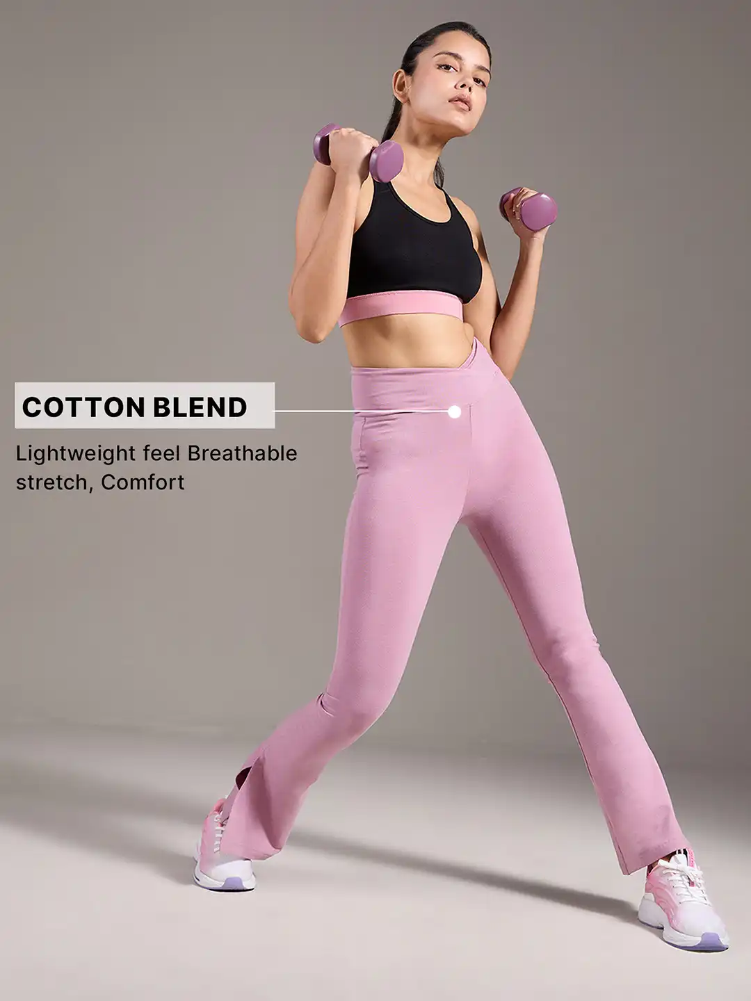 Buy KICA Criss Cross Cotton Flare Pants With Slit At Ankle And