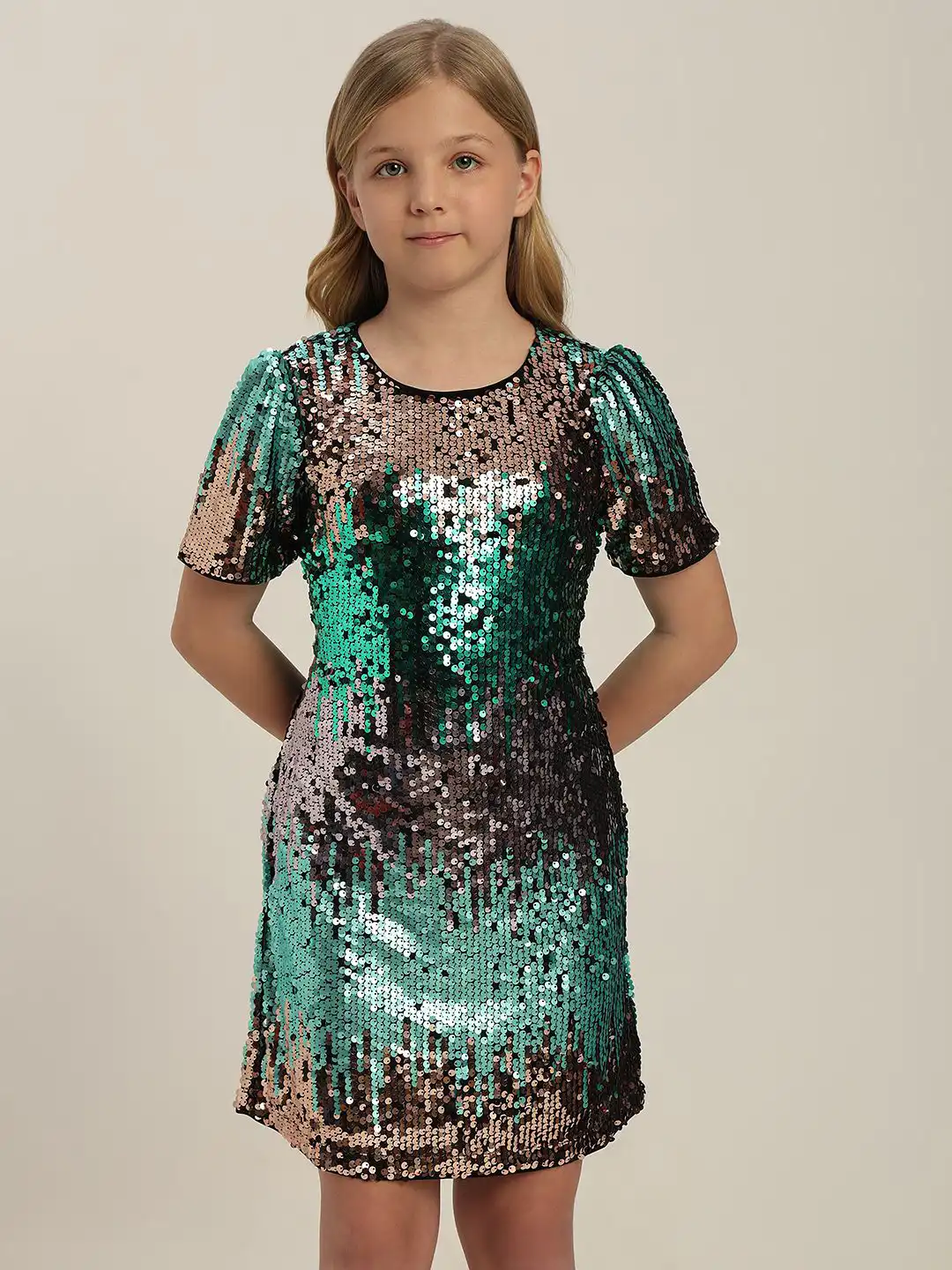 vero moda green sequin dress Green Sequin Detail Mini Dress