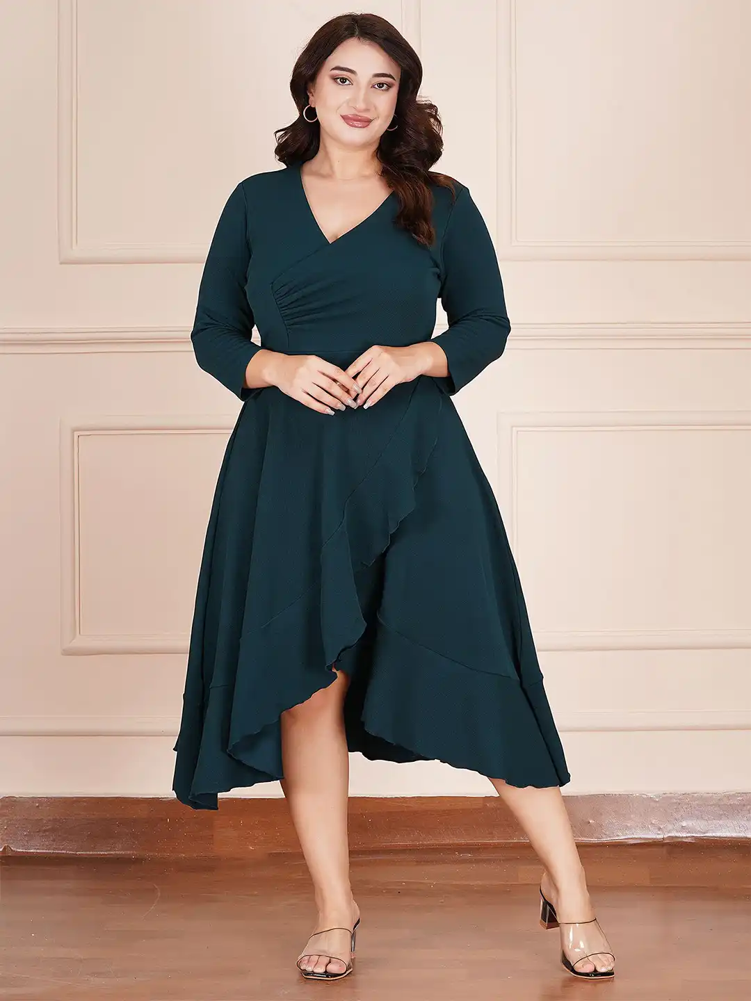 Buy AMEEZA Women Plus Size Wrap Semi-Formal High Low Elegant Dress - Dresses  for Women 37601210 | Myntra