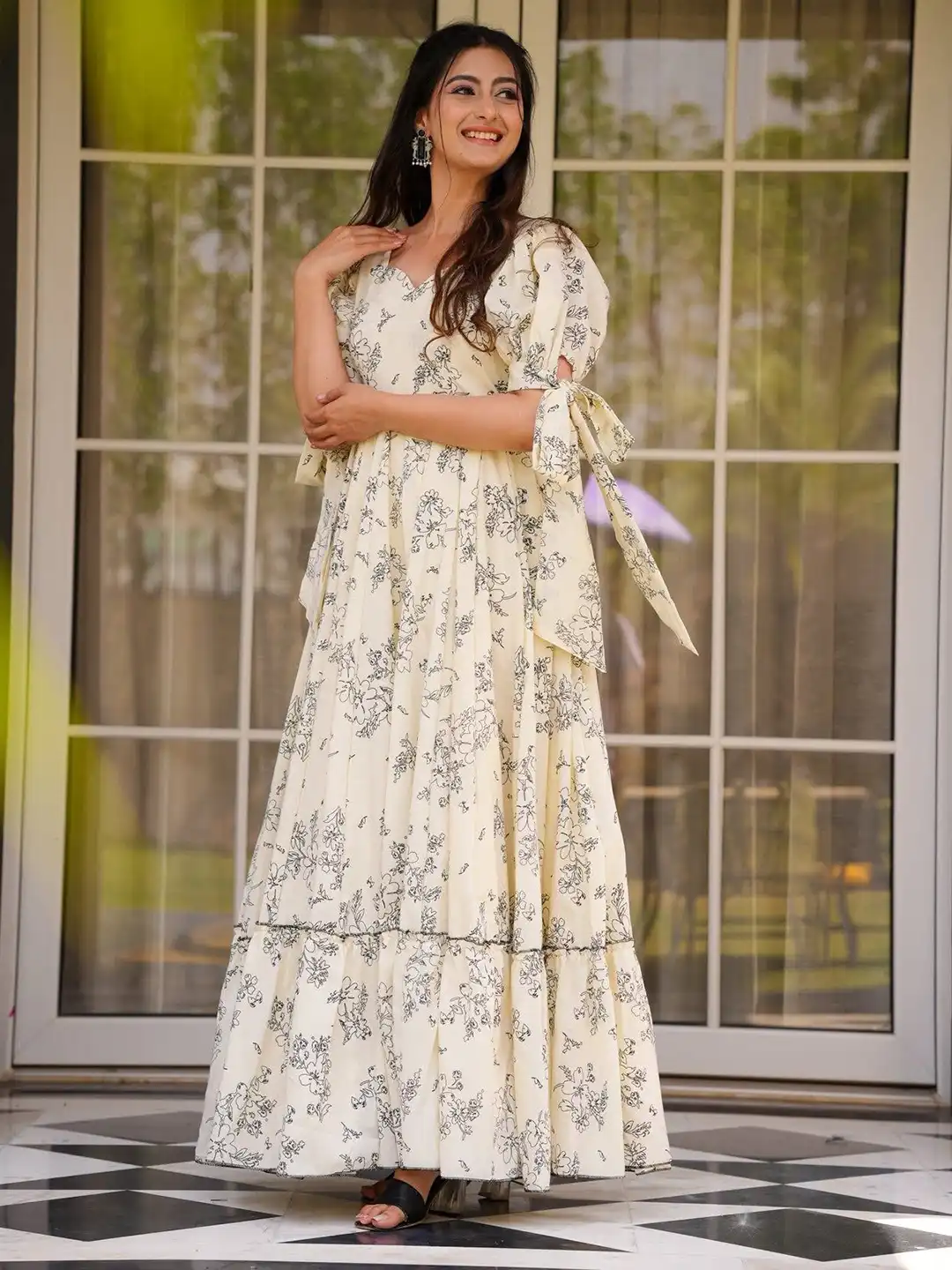 Buy VS MALL Floral Print Puff Sleeve A-Line Maxi Dress - Dresses for Women  37618889 | Myntra