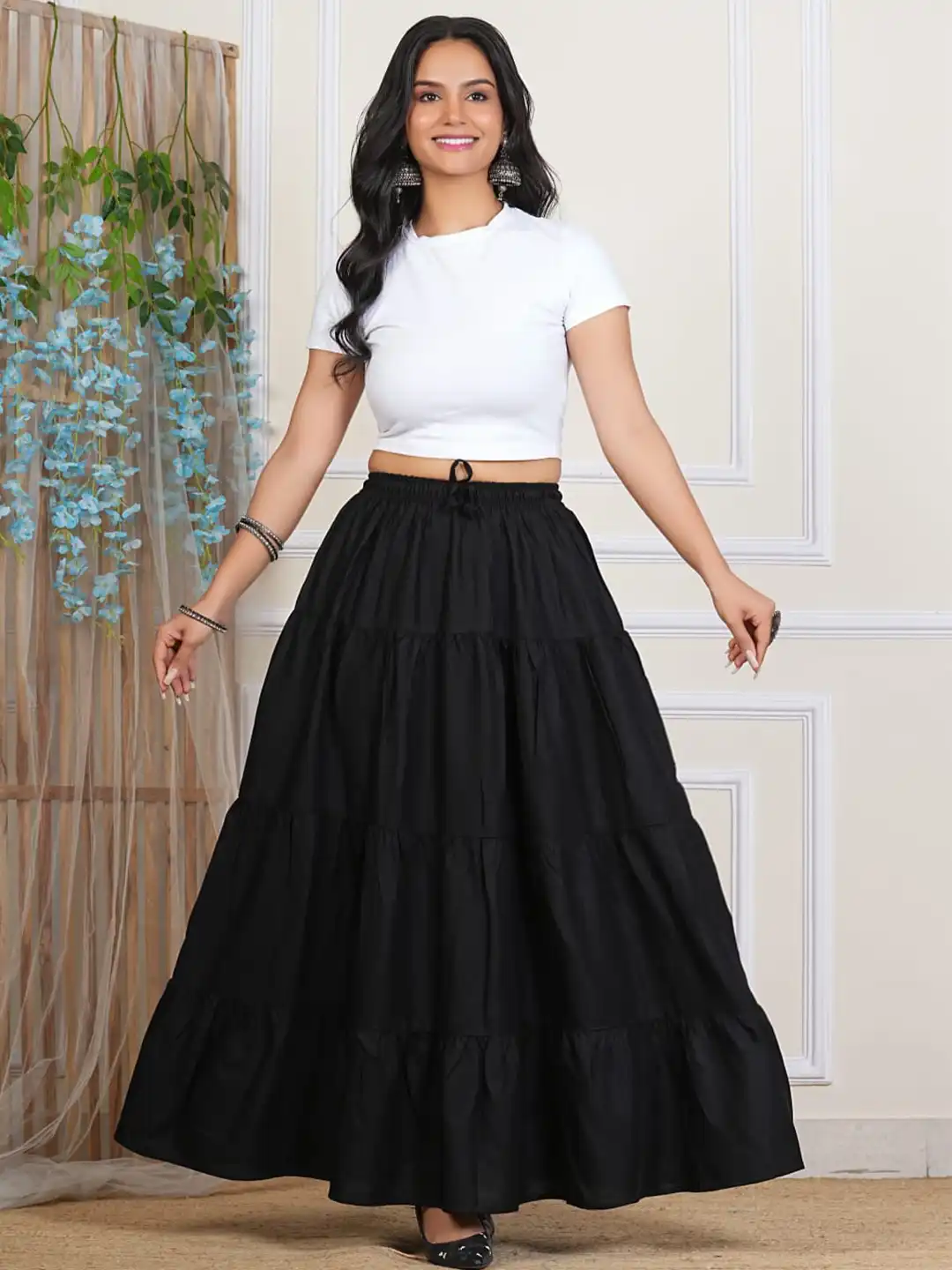 Buy SLF INDIA Maxi-Length Tiered Flared Skirts - Skirts for Women
