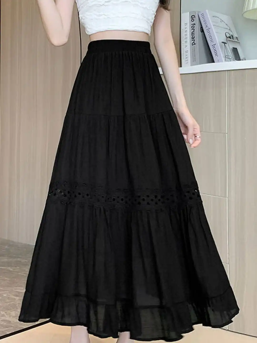 Buy StyleCast Trendy Gathered Or Pleated Opaque Flared Midi Skirt