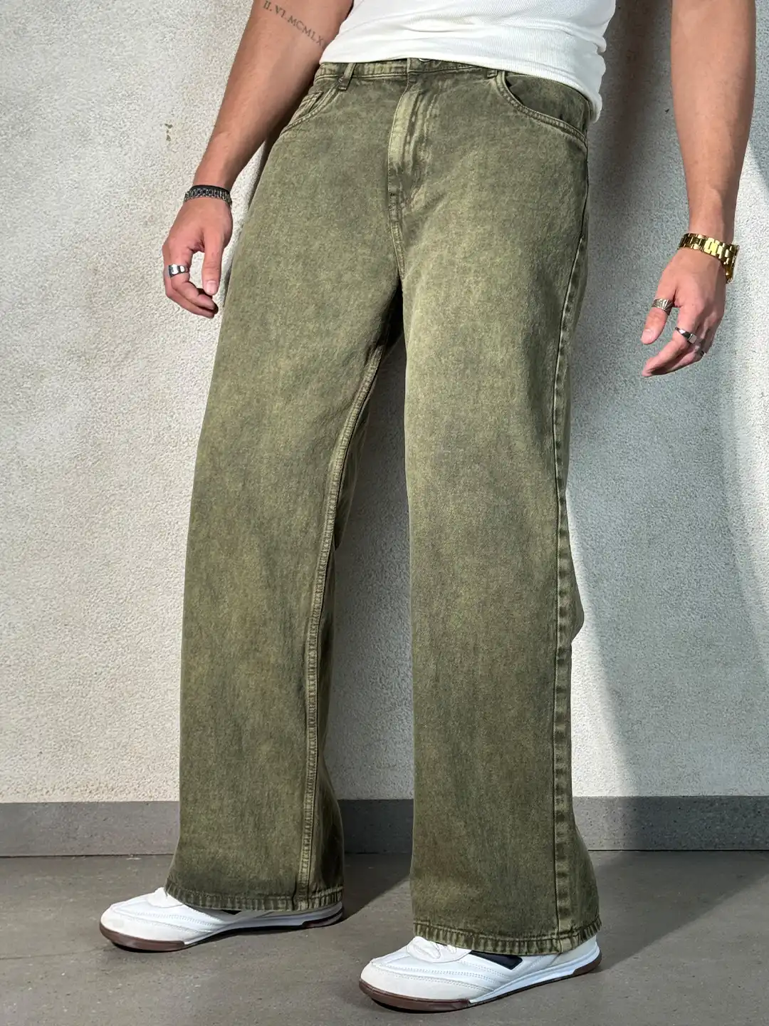 Special】W40 LA GATE Buggy Denim greeny 10 Pocket Dario Loose Fit 
